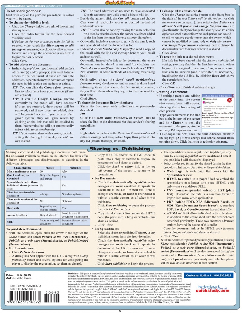 Quickstudy | Google Docs Laminated Reference Guide