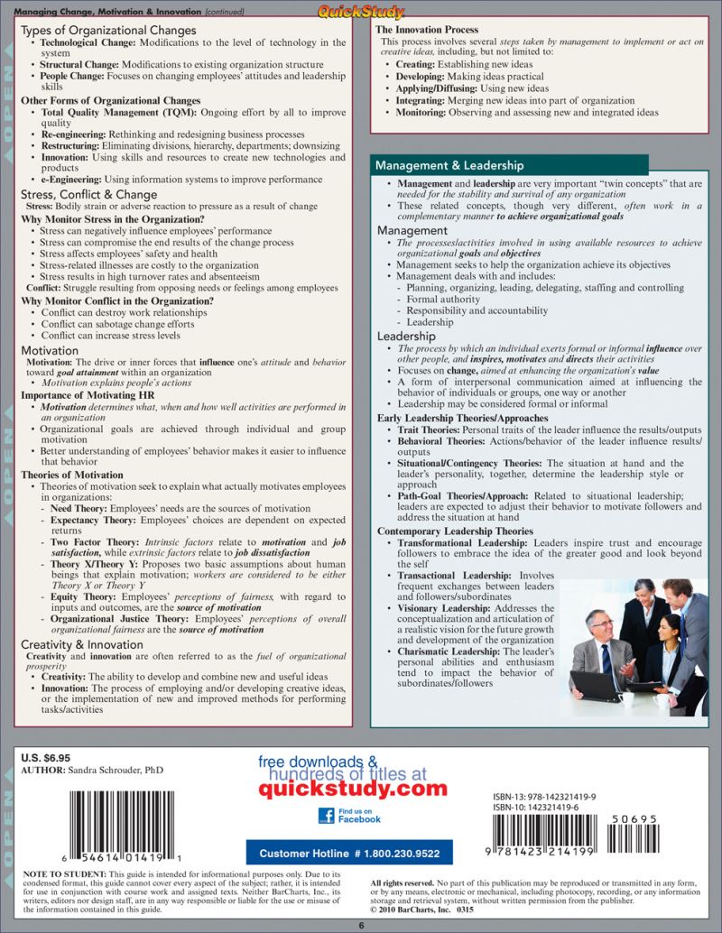 Quickstudy | Business Management Leadership Laminated Reference Guide