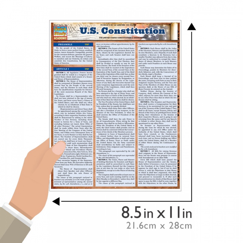 Quickstudy  U.S. Constitution Laminated Study Guide