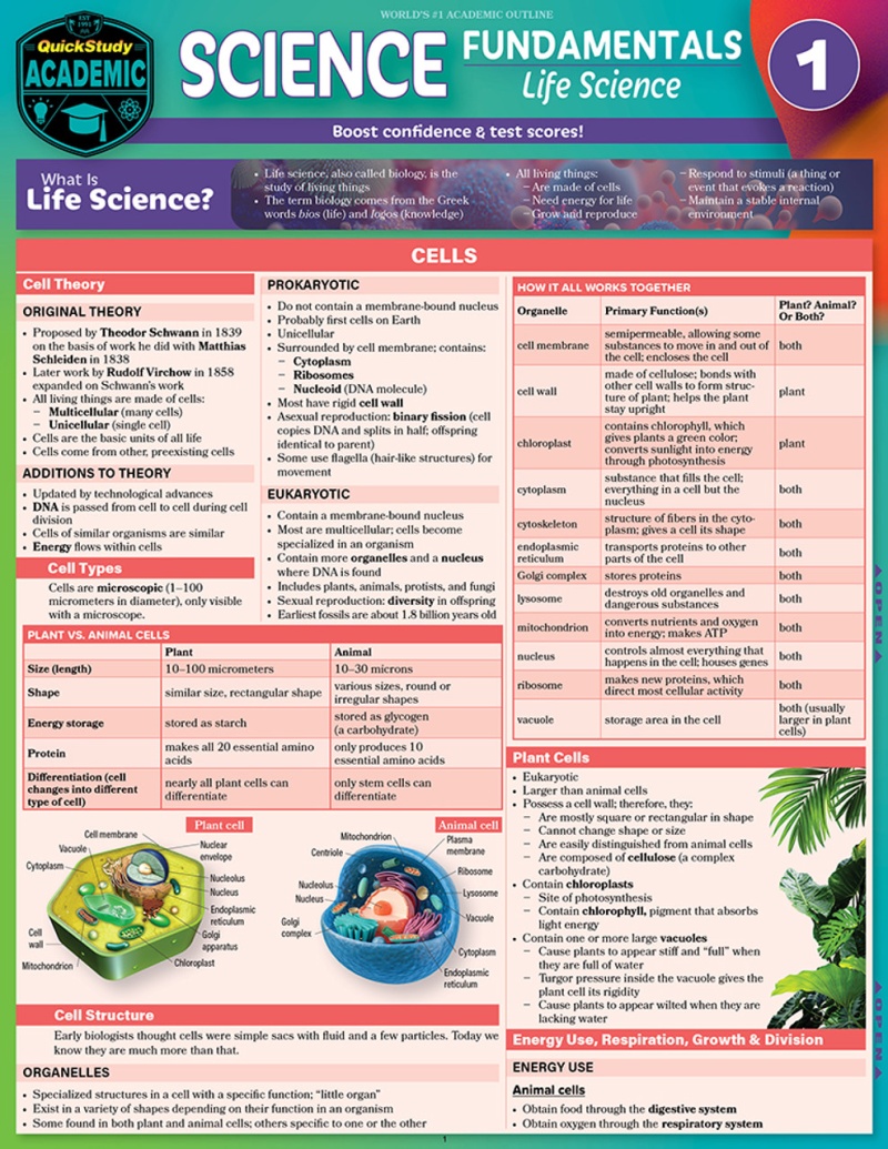Quickstudy | Science Fundamentals 1: Cells, Plants & Animals Laminated Study Guide