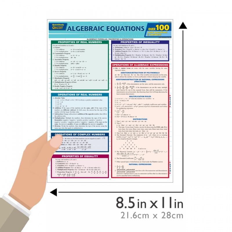 Quickstudy | Algebraic Equations Quizzer Laminated Study Guide