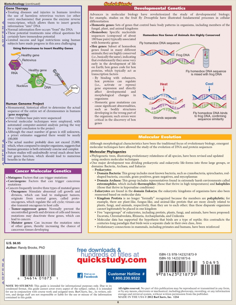 Quickstudy Molecular Biology Laminated Study Guide