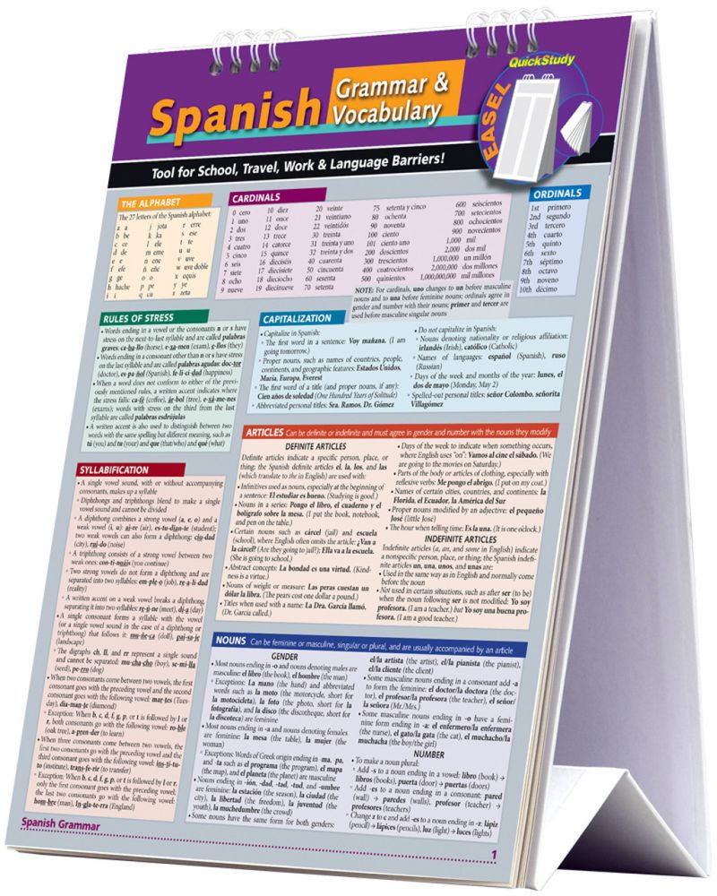 quickstudy-spanish-grammar-vocabulary-easel