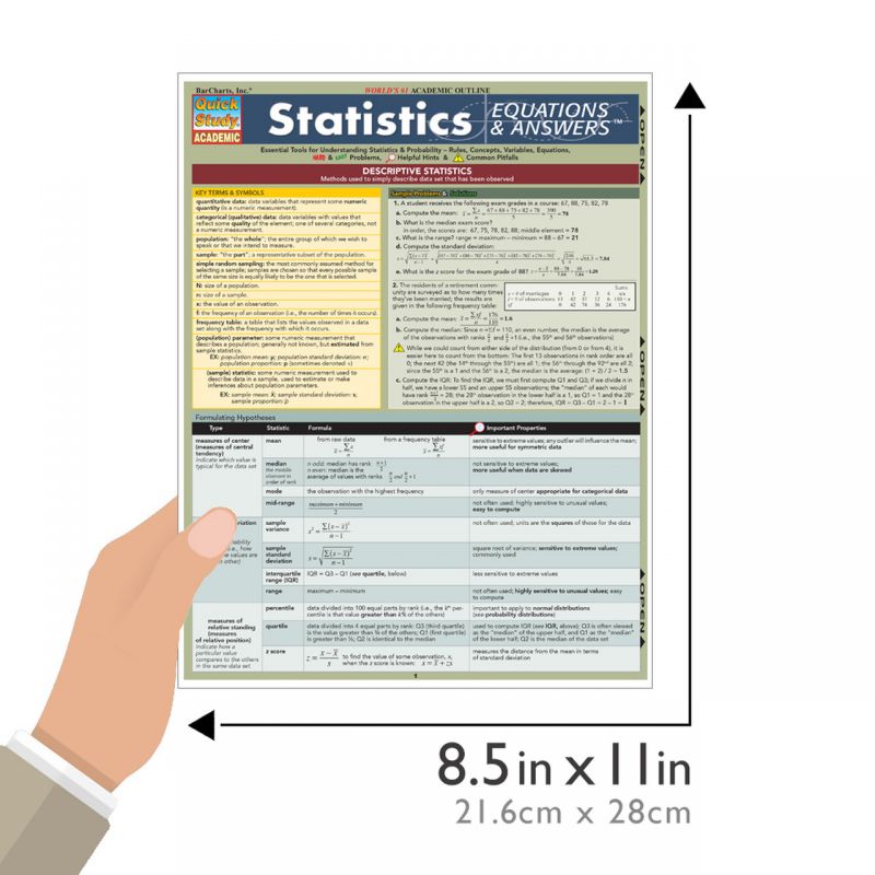 Quickstudy | Statistics: Equations & Answers Laminated Study Guide