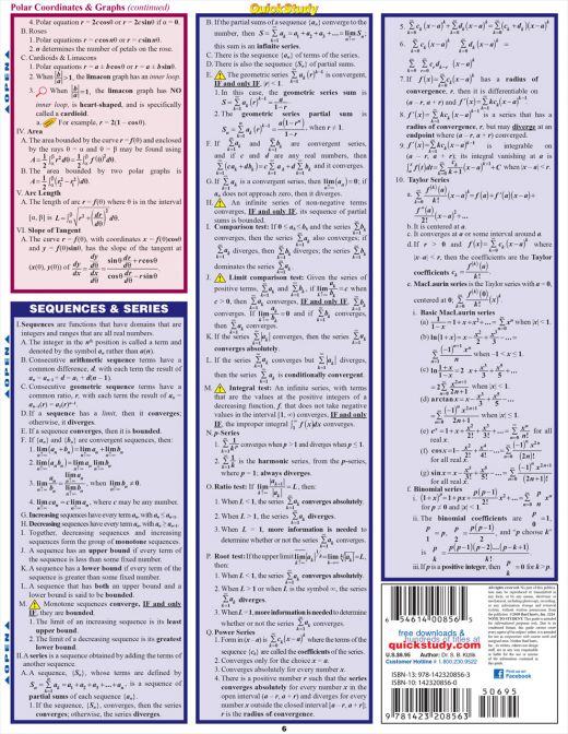 Calculus 2: A Quickstudy Laminated Reference Guide (Other)