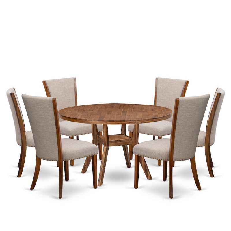 7 Piece Kitchen Table Set with 54" Round Table