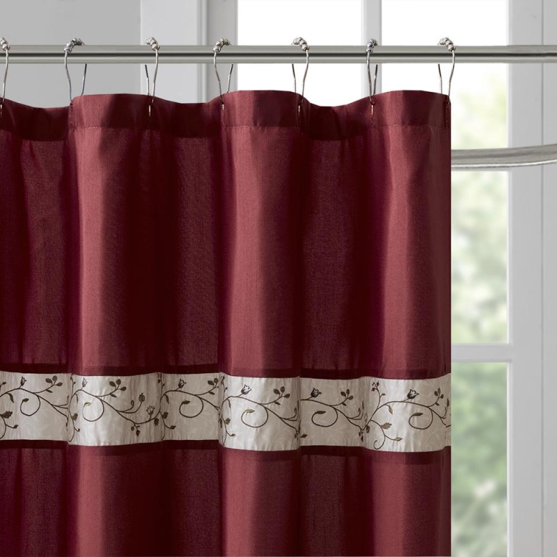 100% Polyester Faux Silk Pieced Shower Curtain