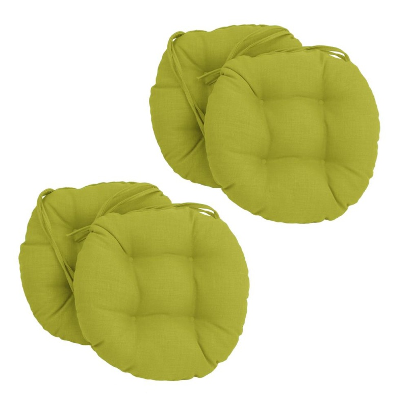 16-Inch Spun Polyester Solid Outdoor Round Tufted Chair Cushion