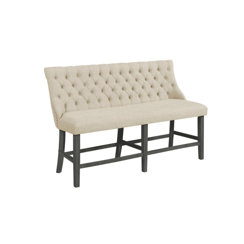 Dining Bench With Nailhead Trim (Single), Beige