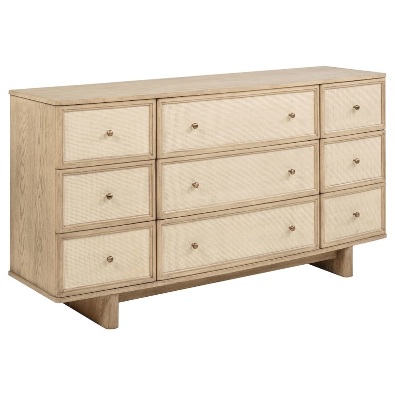 Kailani 9-Drawer Dresser Cabinet Beige Oak