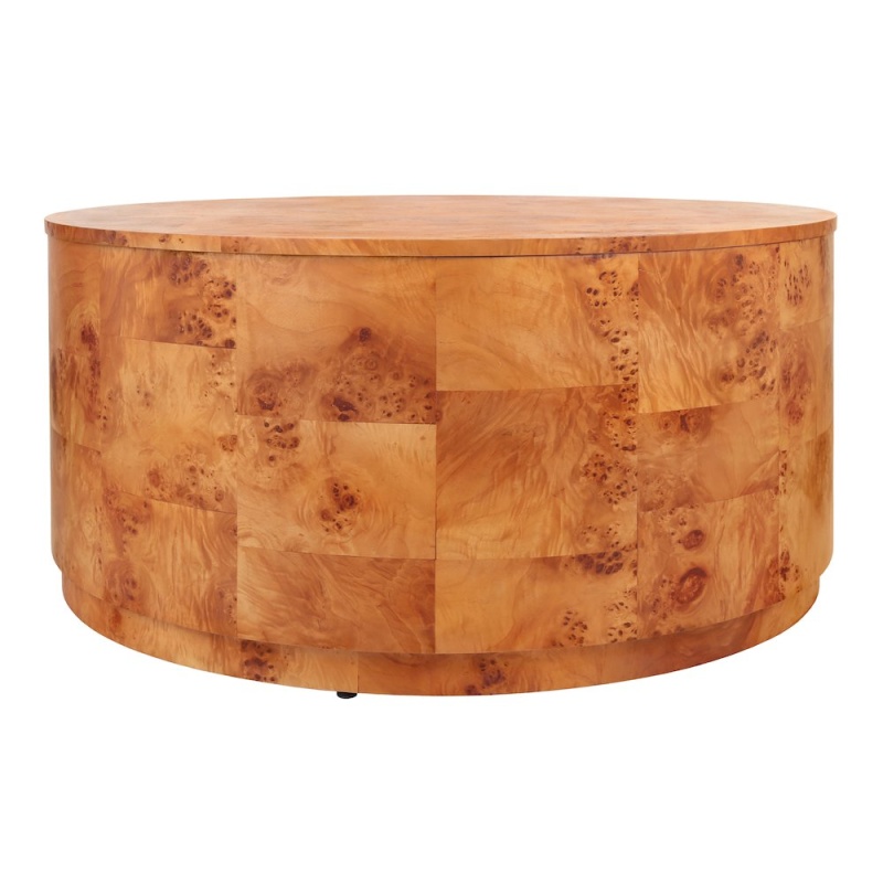 Arsenio Burl Wood Round Coffee Table
