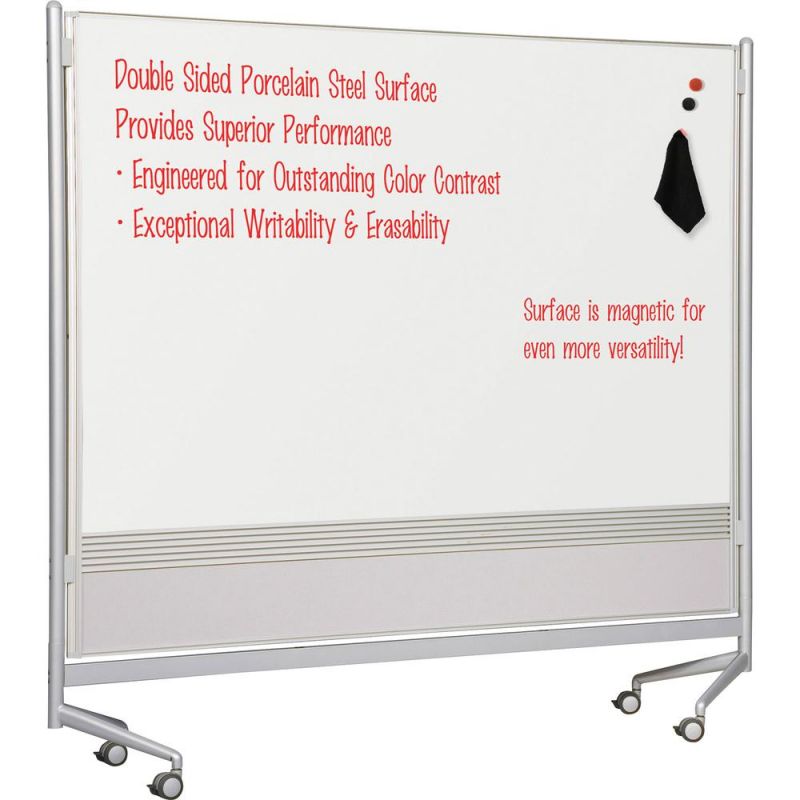 Mobile Dry-Erase Double-Sided Partition - 76" (6.3 Ft) W X 74" (6.2 Ft) h