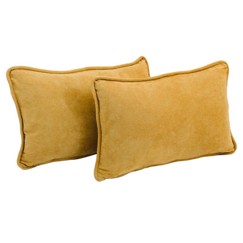 20-Inch by 12-Inch Double-Corded Solid Microsuede Back Support Pillows with Inserts (Set of 2)