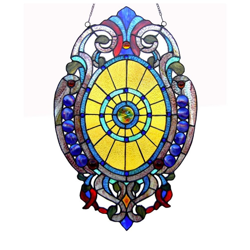 Webster Tiffany-Glass Victorian Window Panel 15X23