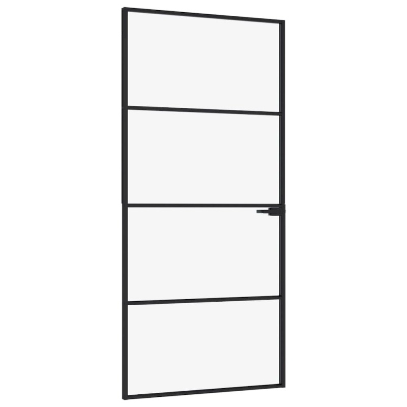 Black Interior Door 36.6" x 79.3" Tempered Glass & Aluminum Slim