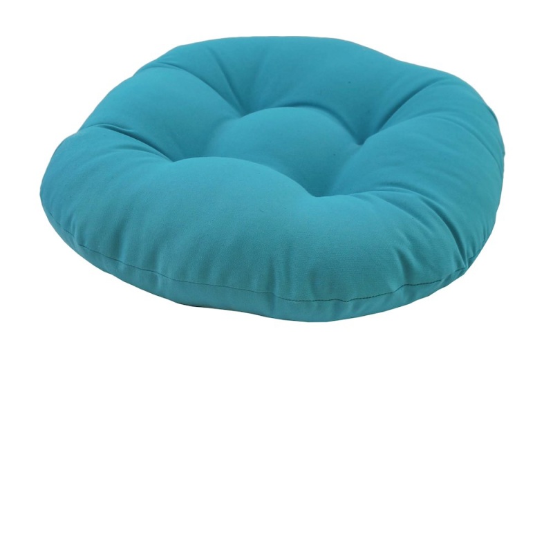 18-Inch Round Solid Twill Tufted Footstool Cushion