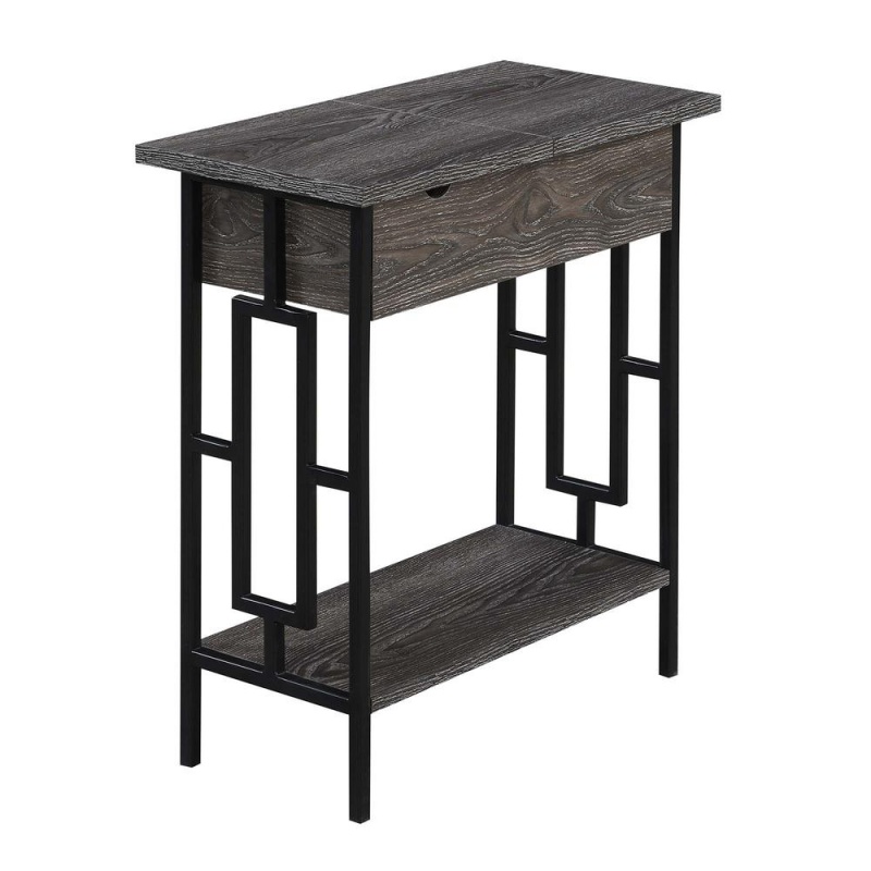 Town Square Flip Top End Table With Charging Station And Shelf