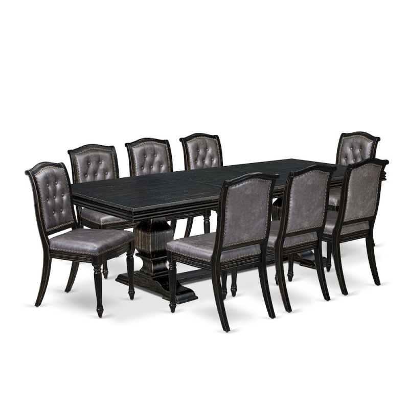 9 Piece Dining Table Set with 8 Parsons Chairs