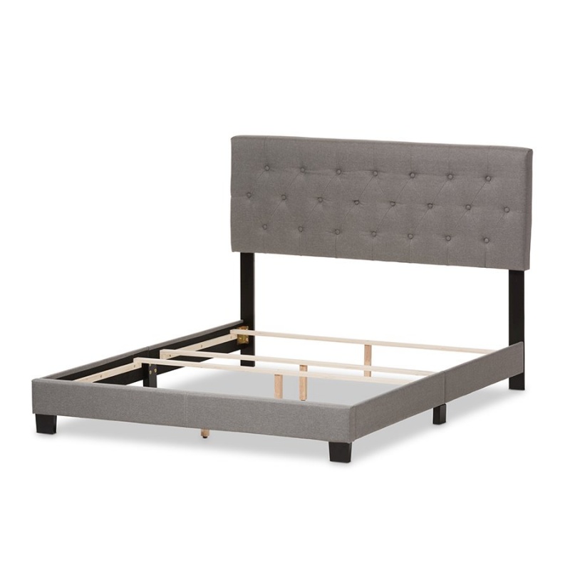 Cassandra Modern And Contemporary Light Grey Fabric Upholstered King Size Bed