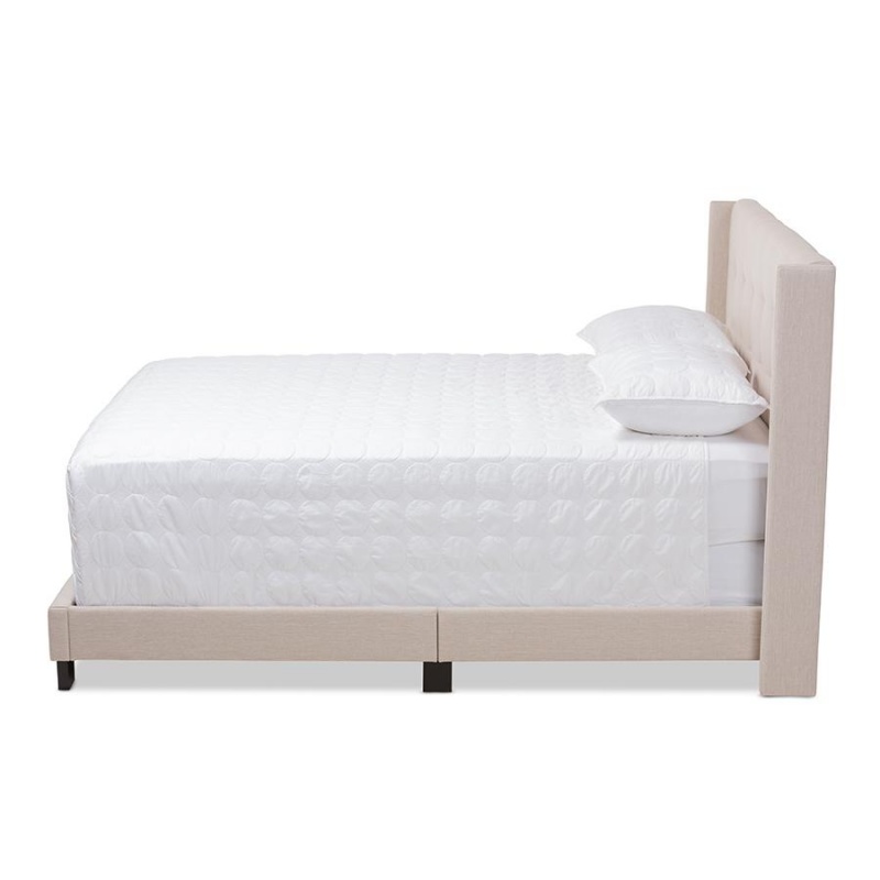 Lisette Modern And Contemporary Beige Fabric Upholstered King Size Bed