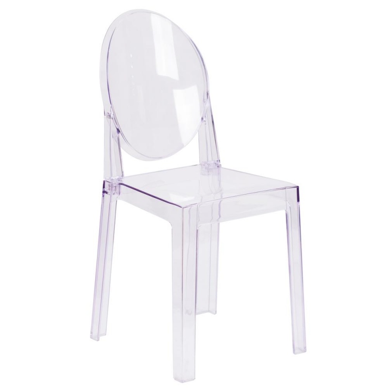Ghost Chair With Oval Back in Revna Transparent Crystal