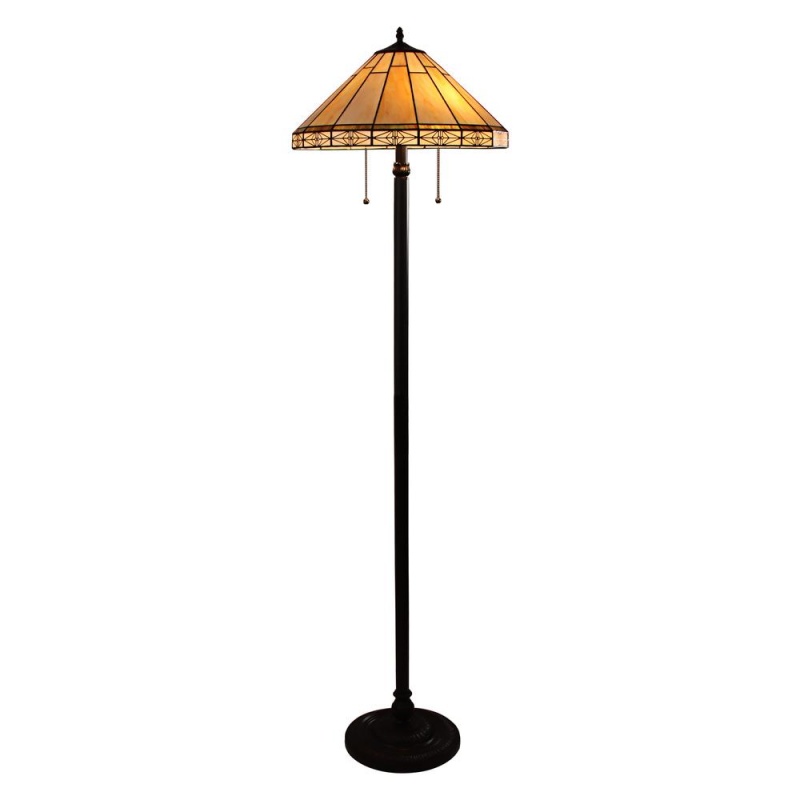 Chloe Lighting Belle Mission Tiffany-Style Blackish Bronze 2 Light Floor Lamp 18" Wide