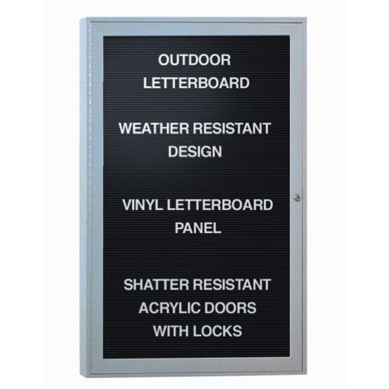 Ghent 1 Door Enclosed Vinyl Letter Board With Satin Aluminum Frame
