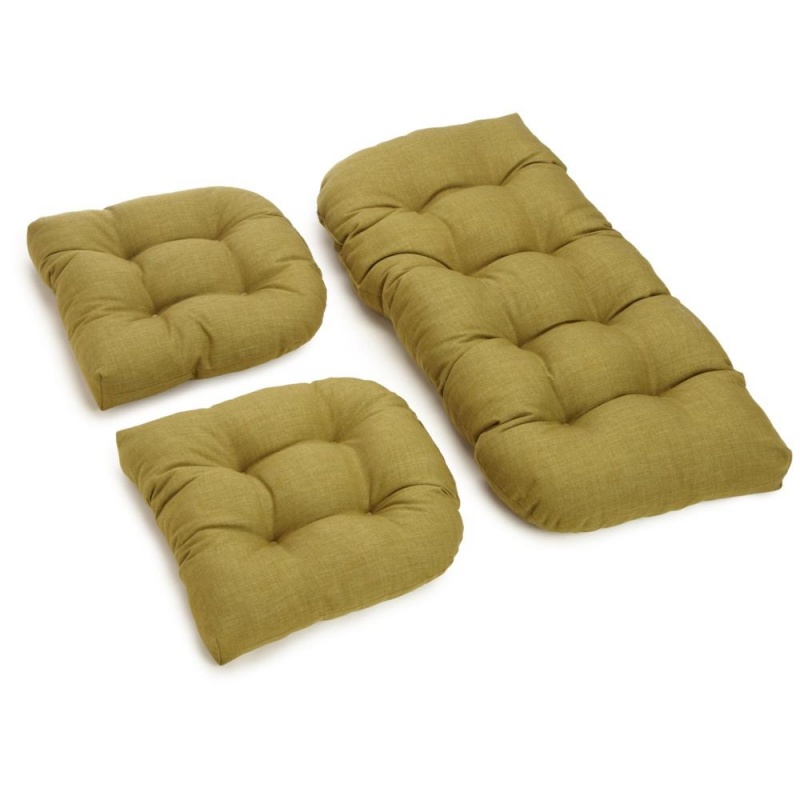U-Shaped Spun Polyester Tufted Settee Cushion Set