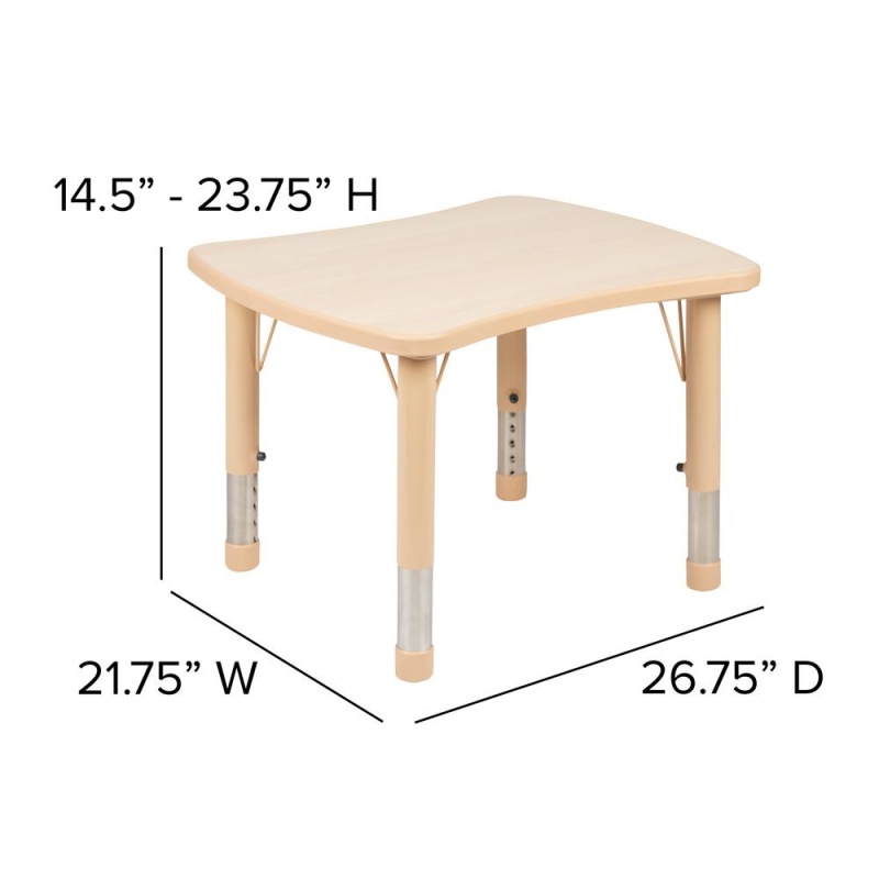 21.875"W X 26.625"L Rectangular Natural Plastic Height Adjustable Activity Table