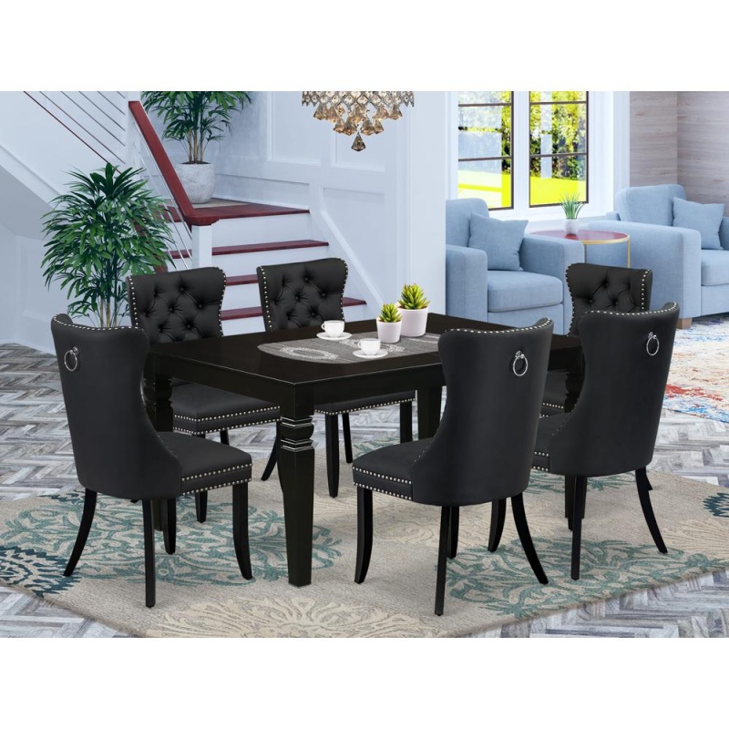 East West Furniture 7 Piece Dinette Set with Butterfly Leaf