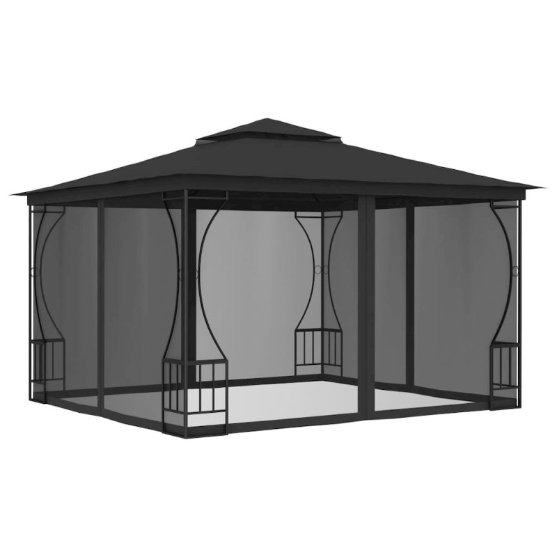 Vidaxl Gazebo With Nets 9.8'X9.8'X8.7' Anthracite