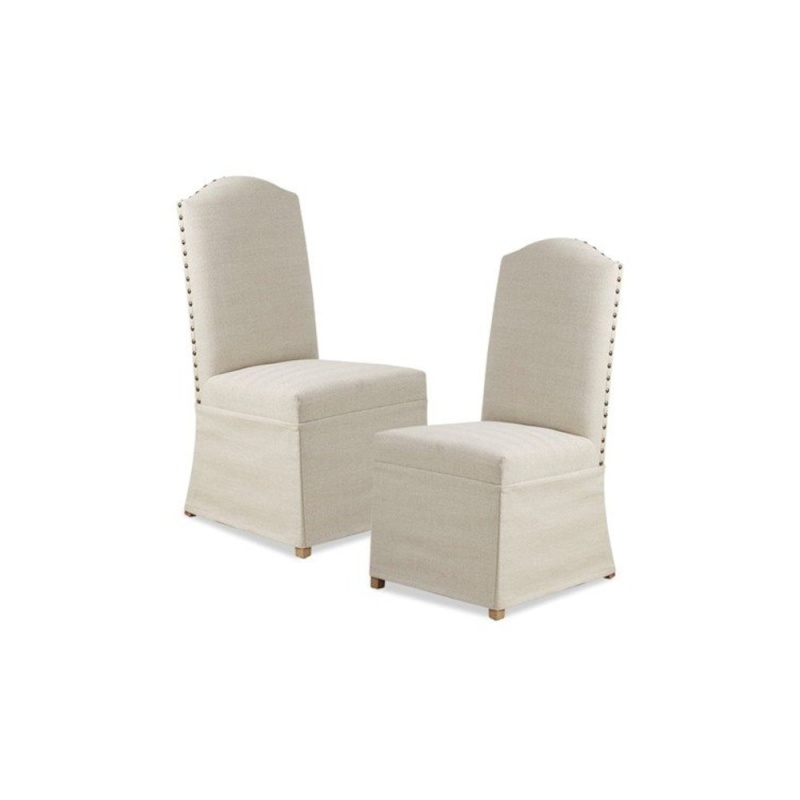 Set Of 2 High Back Dining Chairs With Skirts