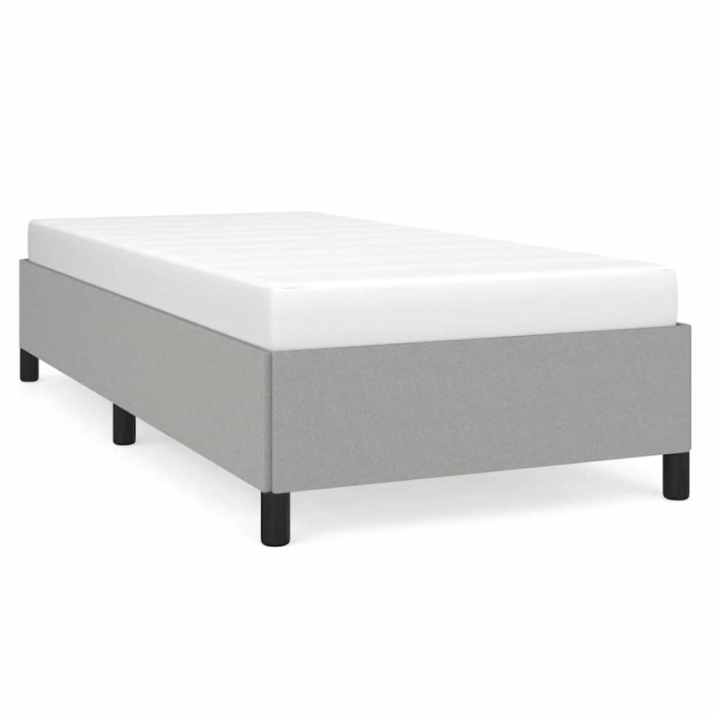 Bed Frame Light Gray Polyester, Plywood, Engineered Wood Twin Xl