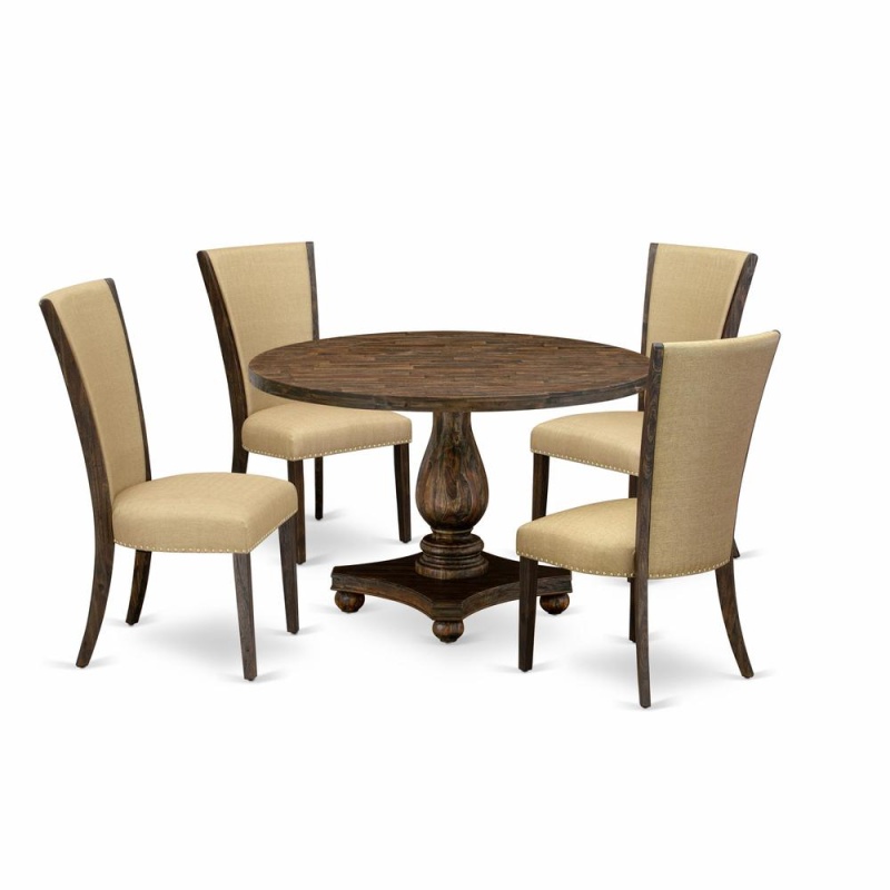 5-Pc Dining Room Set with Round Table and 4 Chairs