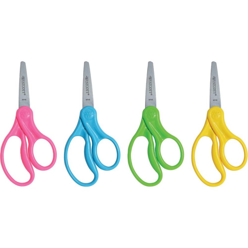 Westcott 5" Pointed Kid Scissors - 5" Overall Length - Stainless Steel - Pointed Tip - Assorted - 30 / Pack