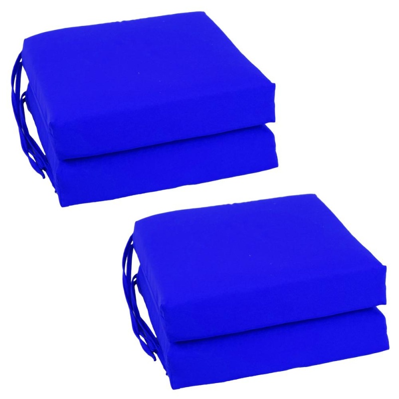 Blazing Needles Set of 4 Indoor Twill Chair Cushions, Royal Blue