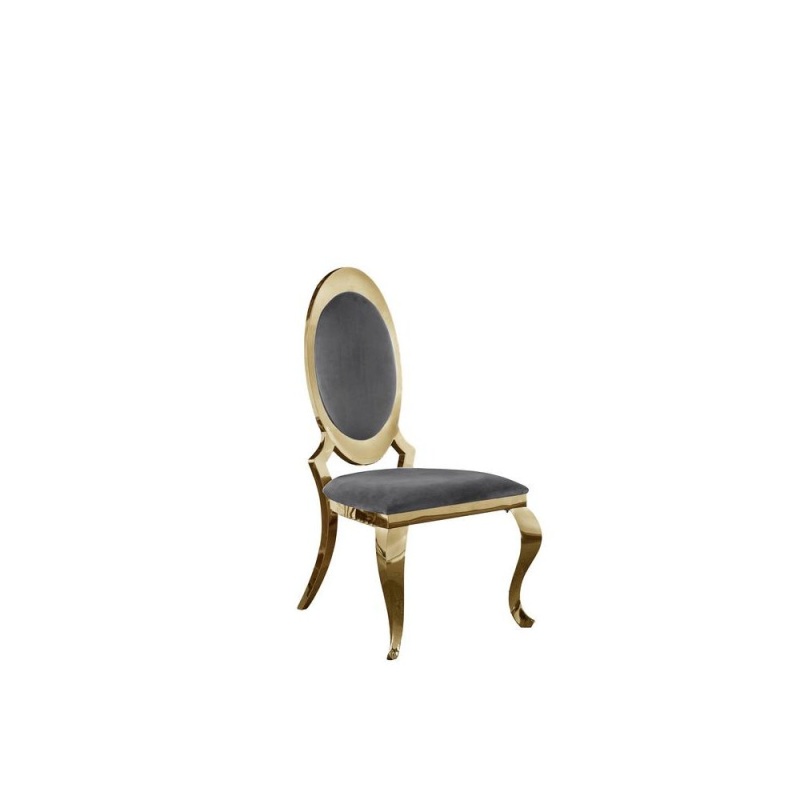 Velvet Uph. Dining Chair, Gold Stainless Steel Frame (Set Of 2) - Dark Grey