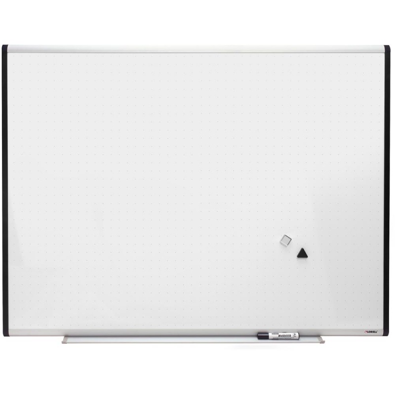 Lorell Magnetic Dry-Erase Grid Lines Marker Board - 48" (4 Ft) Width X 36" (3 Ft) Height - Porcelain Surface - Silver, Ebony Frame - Magnetic - Grid Pattern - 1 Each