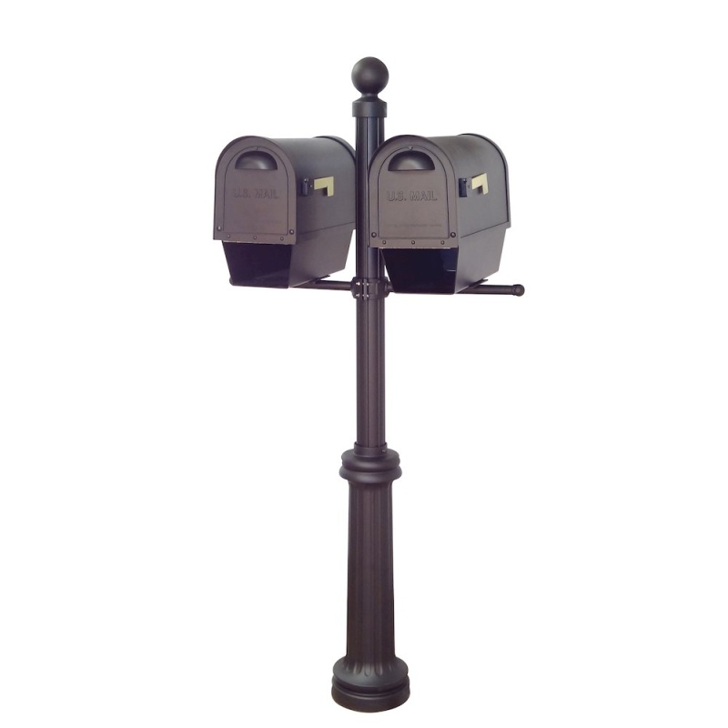 Classic Curbside Mailboxes with Newspaper Tube and Fresno Double Mount Mailbox Post