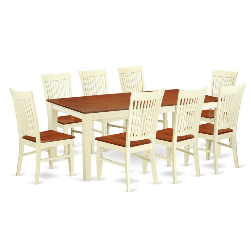 Dining Room Set Buttermilk & Cherry, Quwe9-Bmk-w