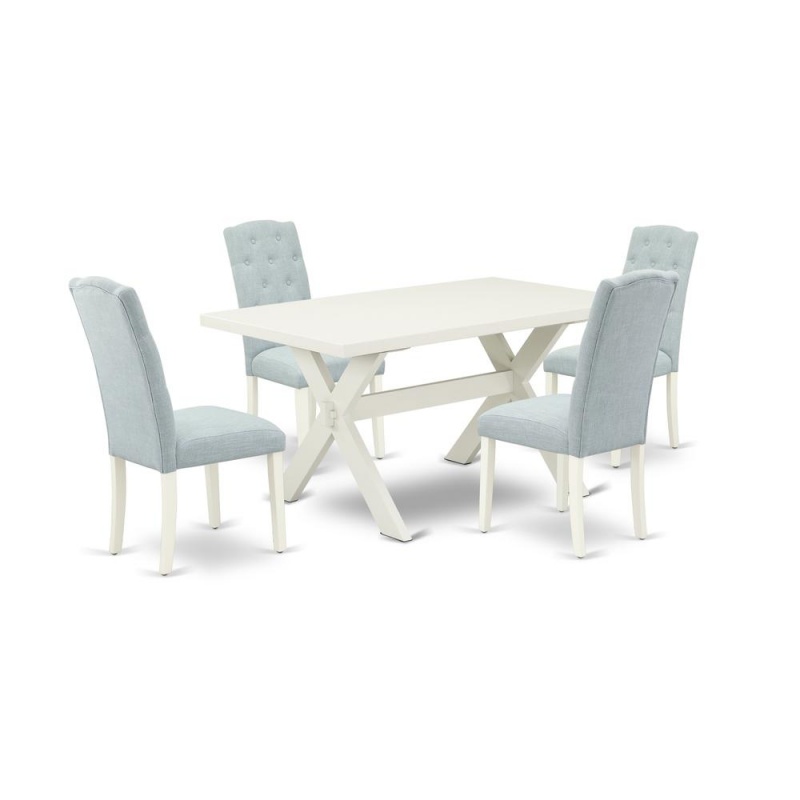 East West Furniture X026ce215-5 - 5-Piece Rectangular Dining Table Set - 4 Parson Dining Room Chairs And Dinette Table Solid Wood Structure