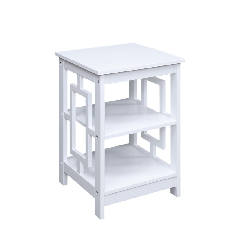 Town Square White End Table With Shelves