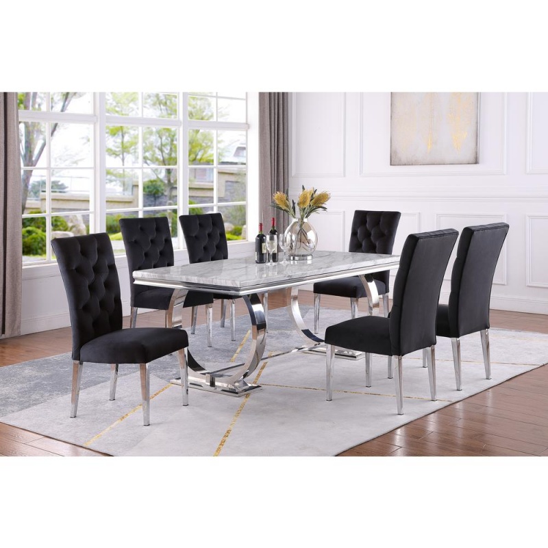 Layla Modern Faux Marble Rectangular Dining Table