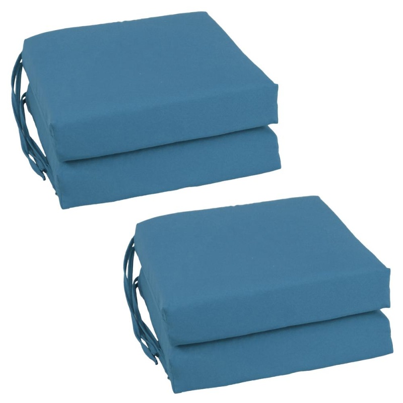 Blazing Needles Set of 4 Indoor Twill Chair Cushions, Indigo