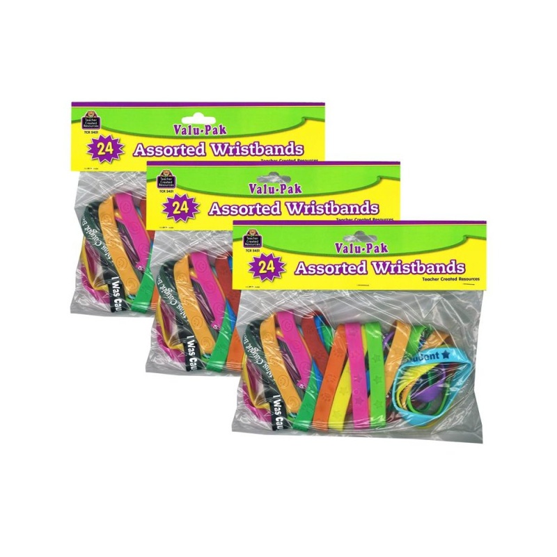 Wristbands Valu-Pak, Assorted, 24 Per Pack, 3 Packs