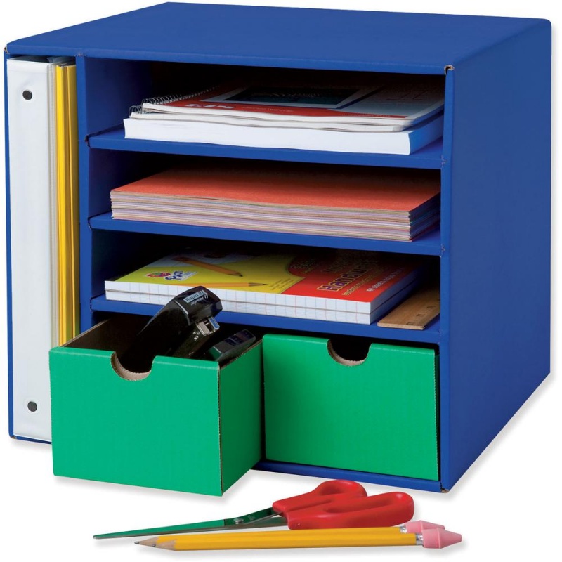 Classroom Keepers Management Center - 4 Compartment(S) - 2 Drawer(S) - Drawer Size 3.50" X 4.88" - 12.4" Height X 13.5" Width X 12.4" Depth - 80% Recycled - Blue - 1 Each