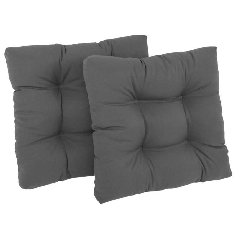 19-Inch Squared Twill Tufted Dining Chair Cushions (Set of 2)