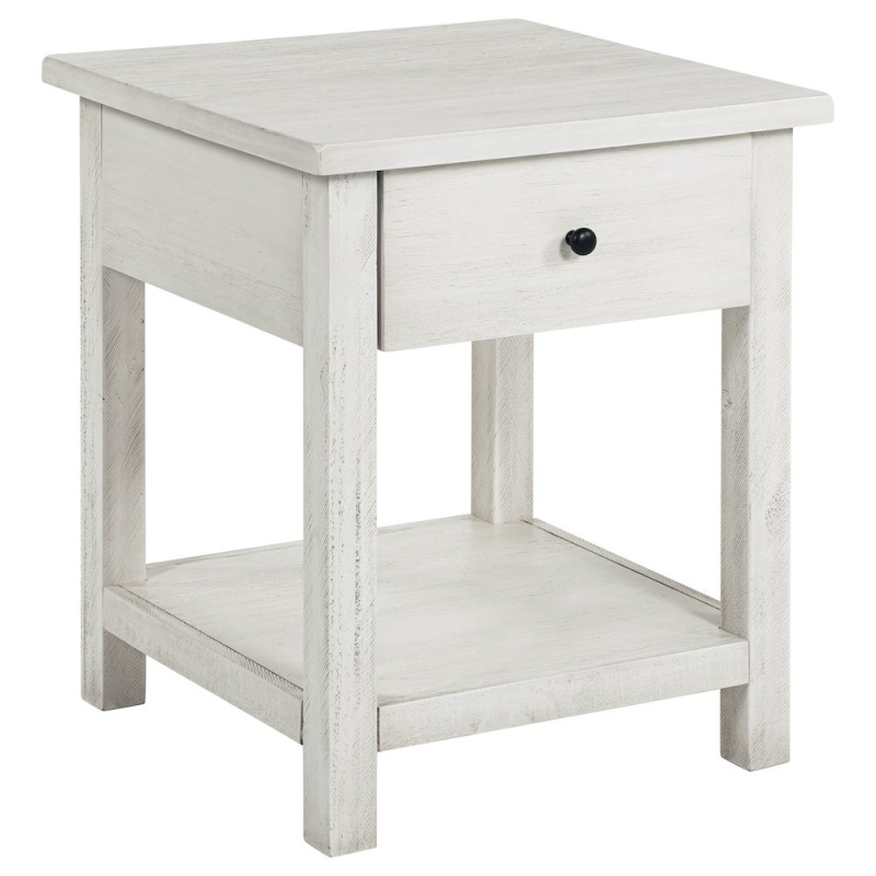 Payne 1-Drawer Wood End Table With Shelf White