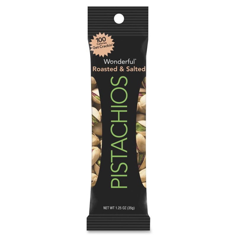 Wonderful Pistachios & Almonds Wonderful Roasted & Salted Pistachios - Cholesterol-Free - Pistachio - 1.25 Oz - 12 / Box