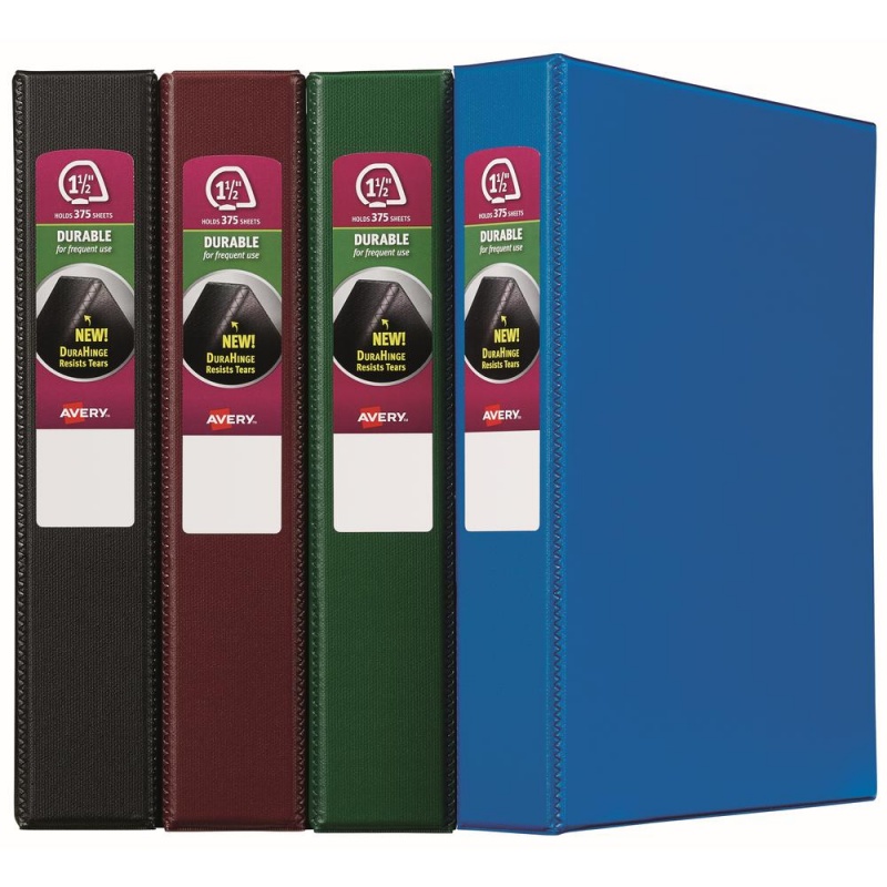 Avery® Durable Binder - Letter - 8.5" X 11" - 375 Sheet - 1.5" Capacity - 12 / Carton - Blue, Black, Green, Burgundy